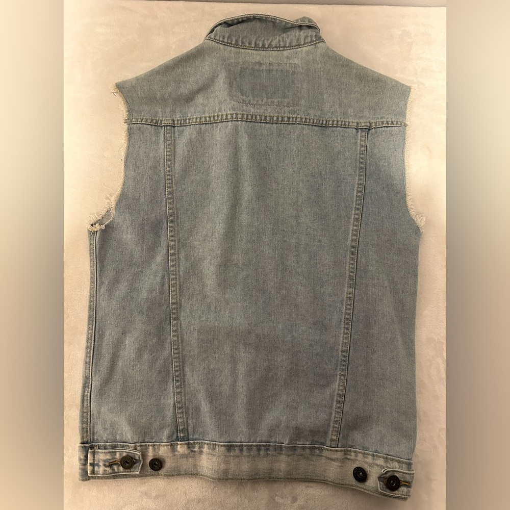 Rolling Paper light washed denim Jean Vest Mens Size M - Picture 6 of 7